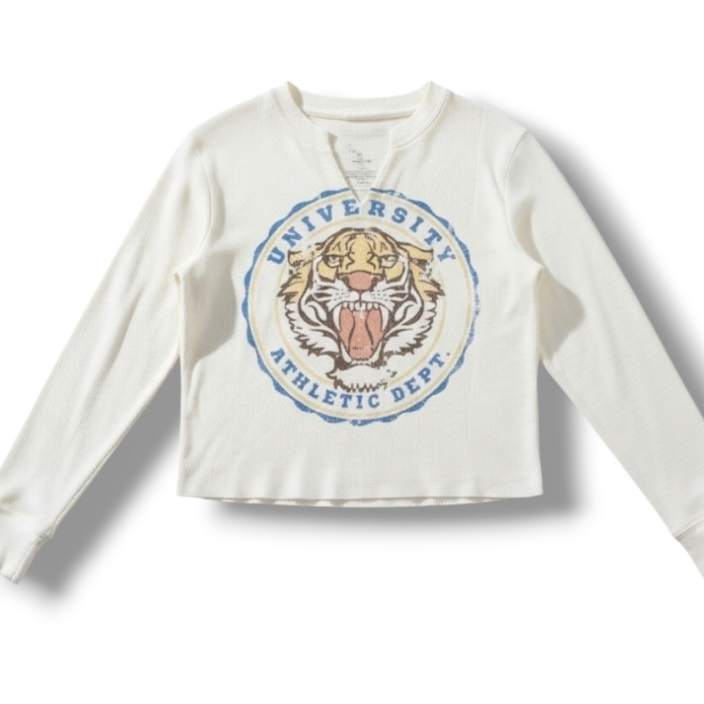 Zoe + Liv women's Long Sleeve Waffle UNIVERSITY ATHLETIC DEPARTMENT shirt  - xs